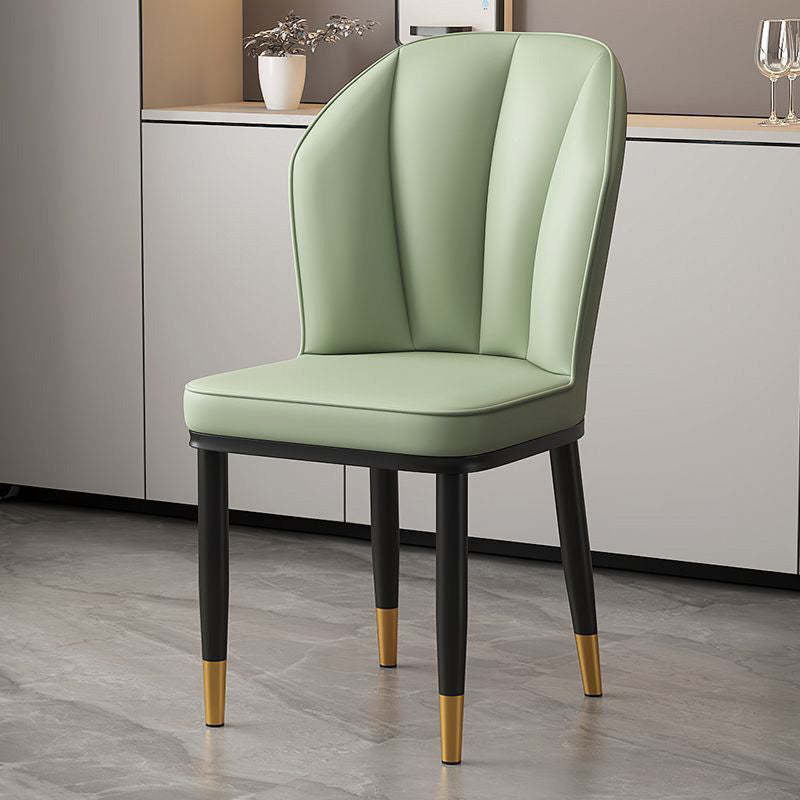 Modern PU Leather Wing-Back Dining Chair — Light Gray + Black Legs