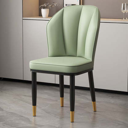 Modern PU Leather Wing-Back Dining Chair — Light Gray + Black Legs