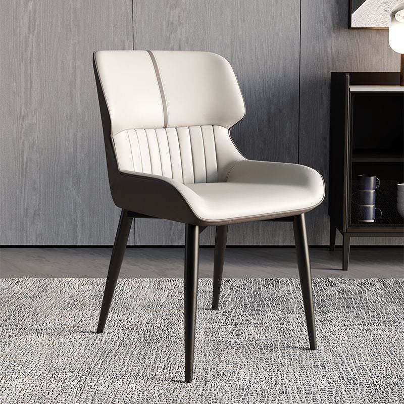 Minimalist Steel Leather Dining Chair — White