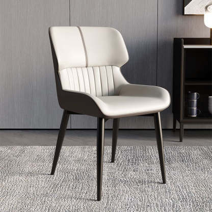 Minimalist Steel Leather Dining Chair — White