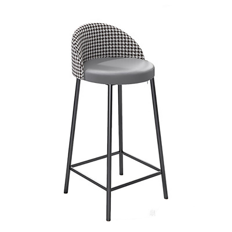 Scandinavian Round PU Leather Iron Bar Stool