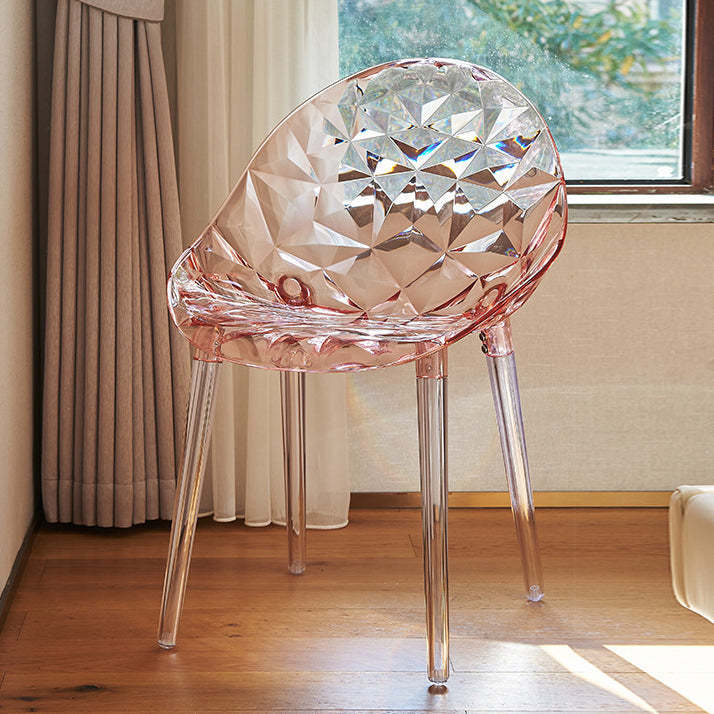 Minimalist Square Acrylic Four-Leg Chair — Transparent