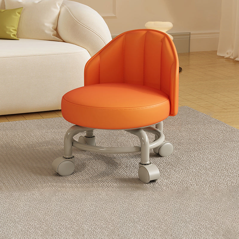 Minimalist Removable Curved Leather Iron Chair — Curved / Orange