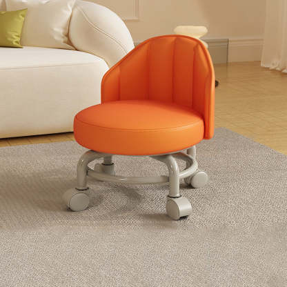 Minimalist Removable Curved Leather Iron Chair — Curved / Orange