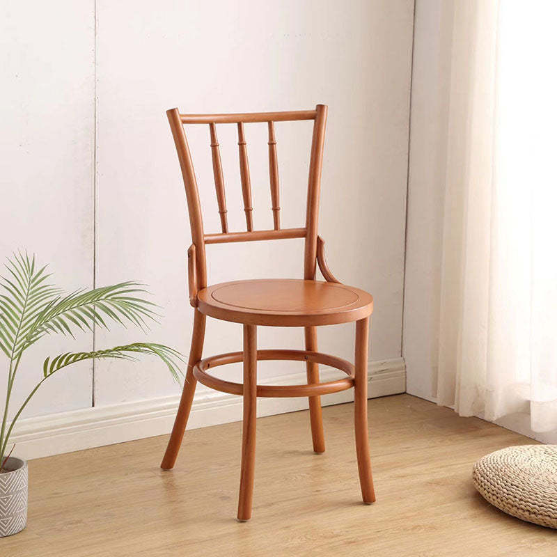 Vintage Cylinder Wood Rattan Dining Chair
