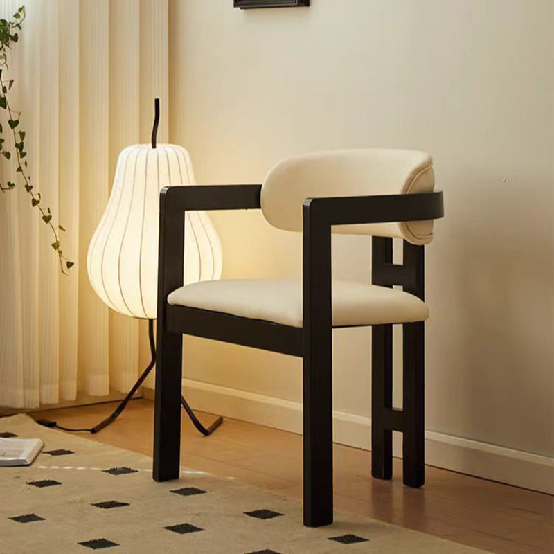 Scandinavian Bent Leather Wood Dining Armchair