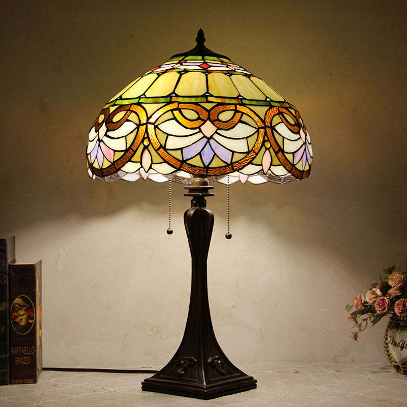 Tiffany Mediterranean Stained Glass Cone 2-Light Table Lamp — C / 220V-240V For UK/AU