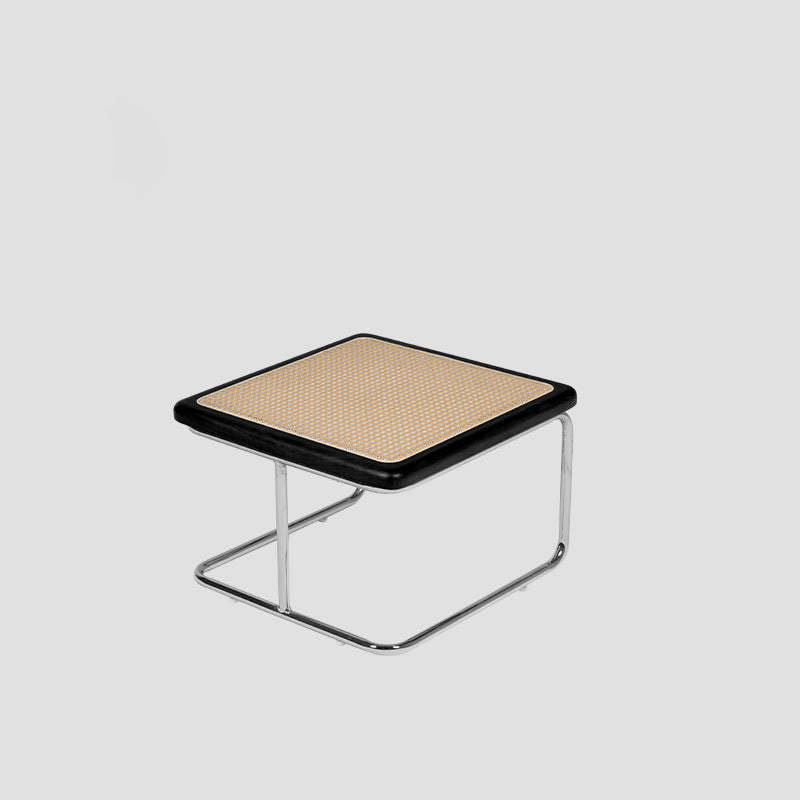 Lighom traditional 4-leg square glass coffee tables — Rattan Top - 19.5" L x 19.5" W x 13.5" H / Black