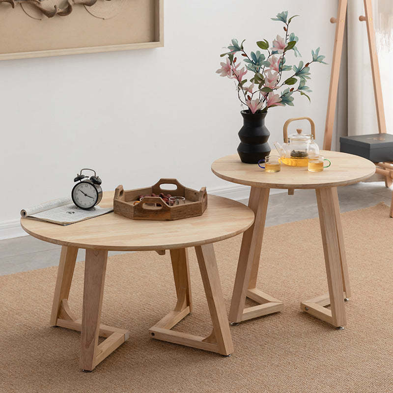 Contemporary Wood V-Leg Coffee Table — Log Color