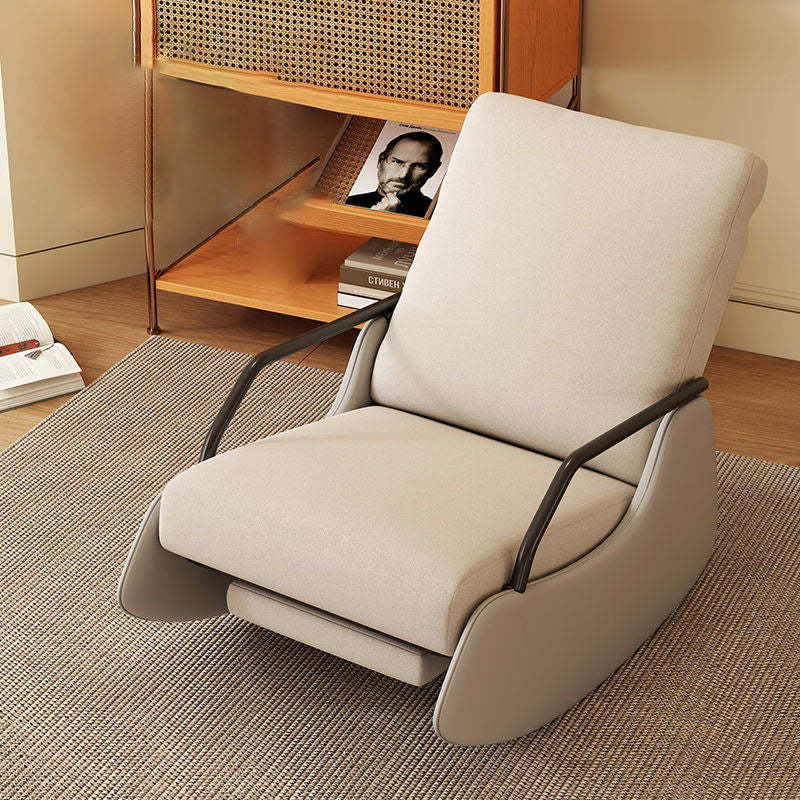 Modern Snowflake Velvet Cat Scratch Leather Recliner — Footrest & Imported Latex Version / Light Yellow & Light Gray