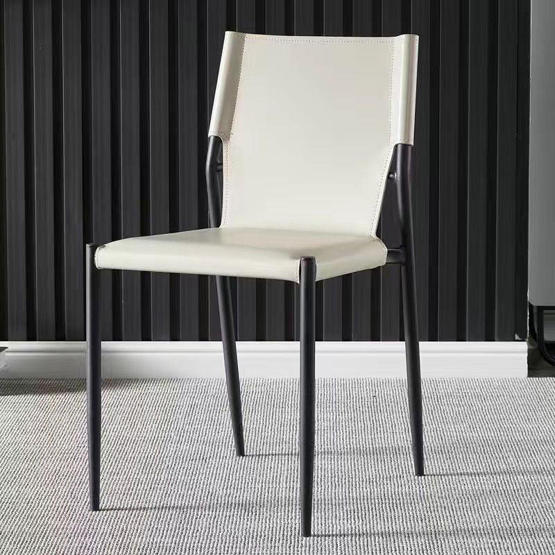 Nordic Leather Steel Stackable Dining Chair