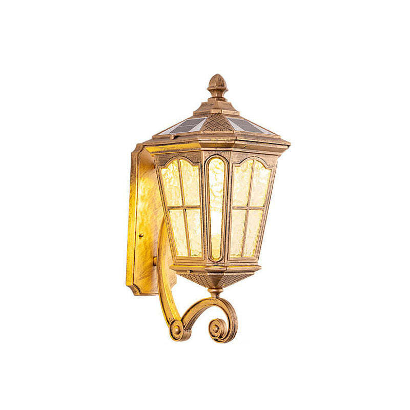 European Solar Lantern Aluminum Glass Outdoor Wall Sconce