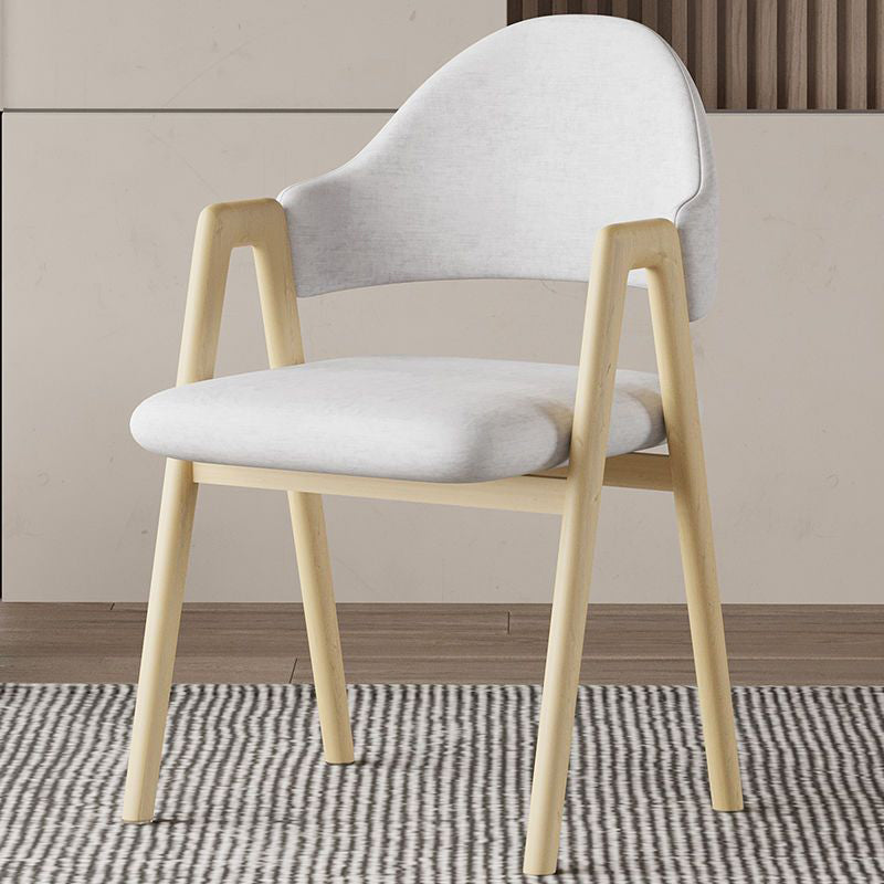 Contemporary Leather Upholstered Dining Chair — Light Gray Fabric Seat + Black Frame