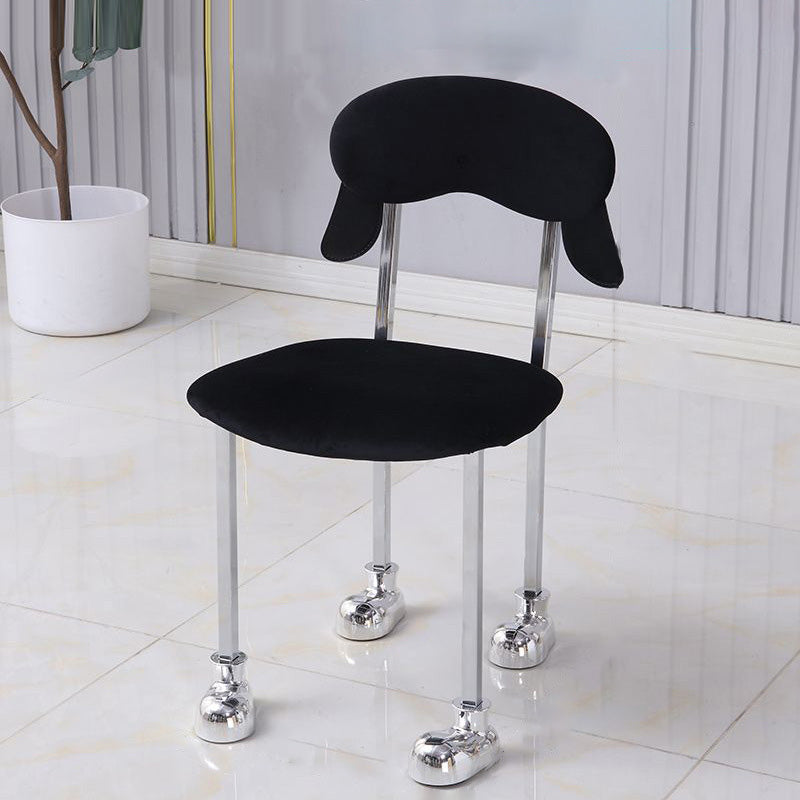 Contemporary Puppy Velvet Stainless Steel Open-Back Chair