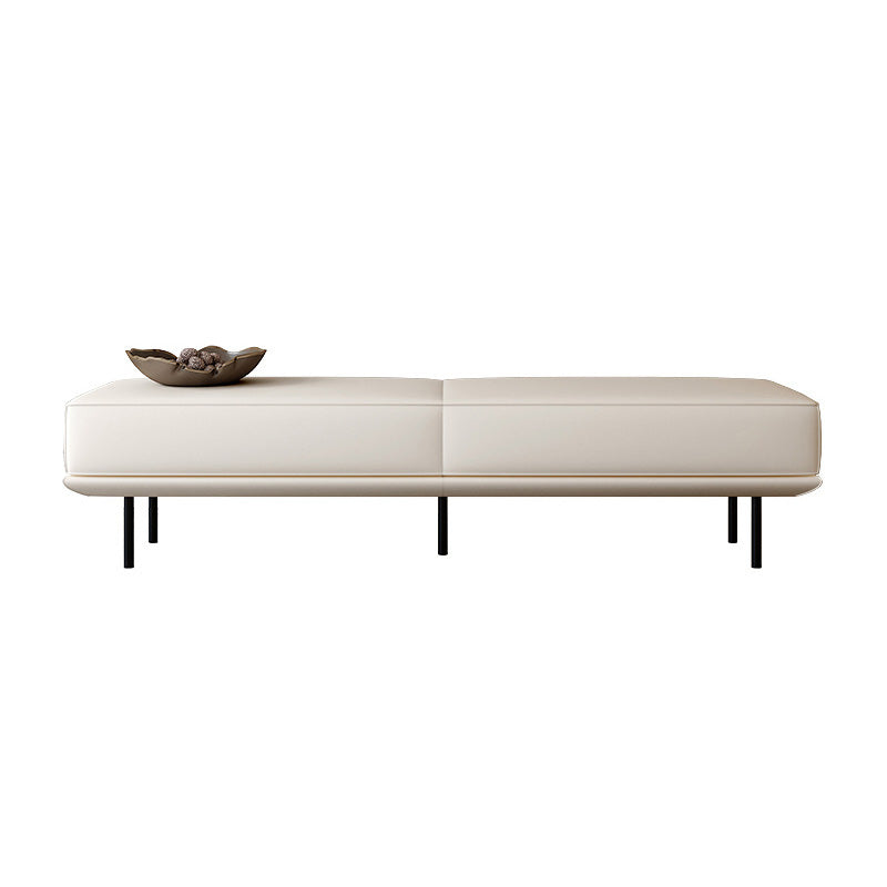 Minimalist Microfiber Leather Wood Rectangular Low Stool