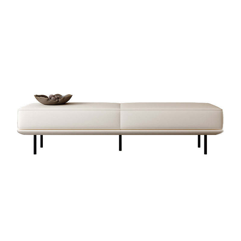 Minimalist Microfiber Leather Wood Rectangular Low Stool