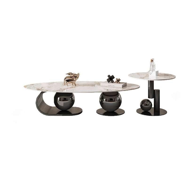 Nordic Elliptical Rock Plate Steel Coffee Table