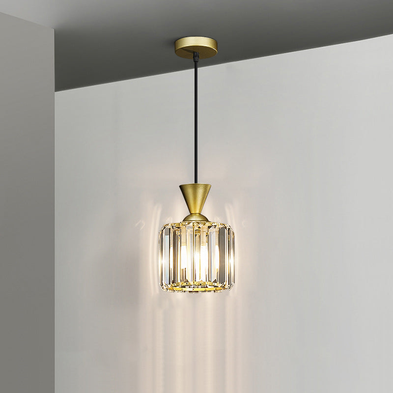 Contemporary Radiant Prismatic Crystal Pendant Light