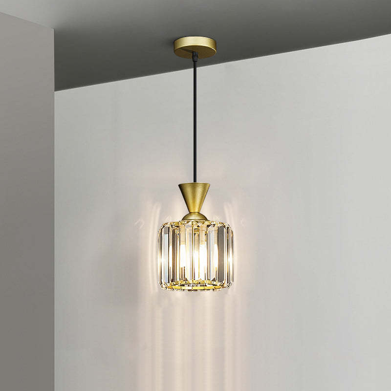 Contemporary Radiant Prismatic Crystal Pendant Light