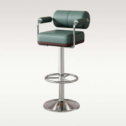 Modern Cylindrical Leather Metal Bar Stool