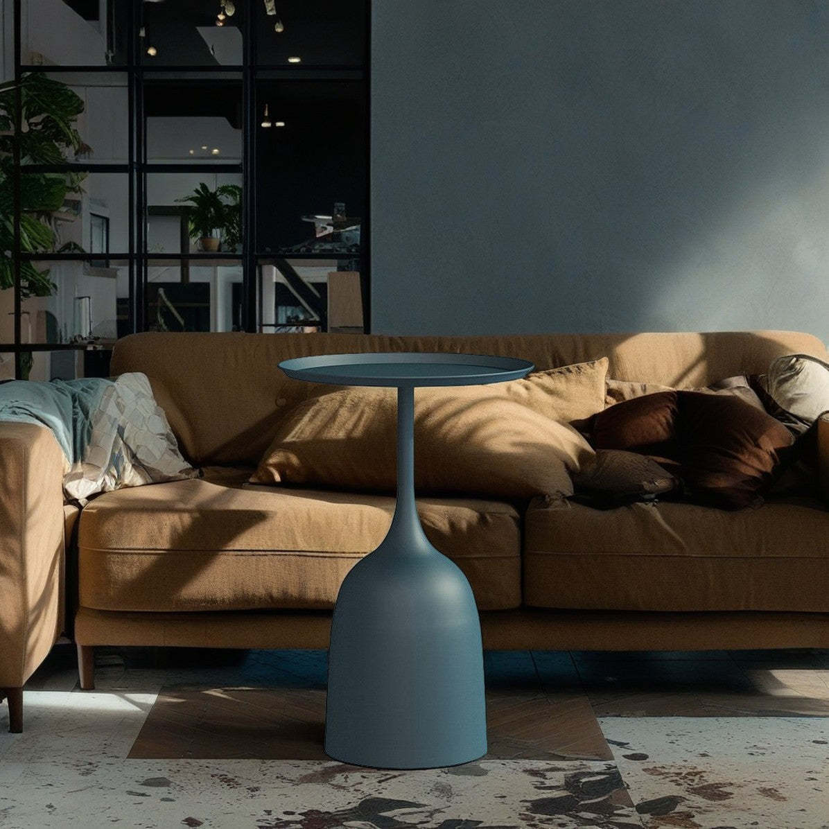 Scandinavian Metal Iron Marble End Table