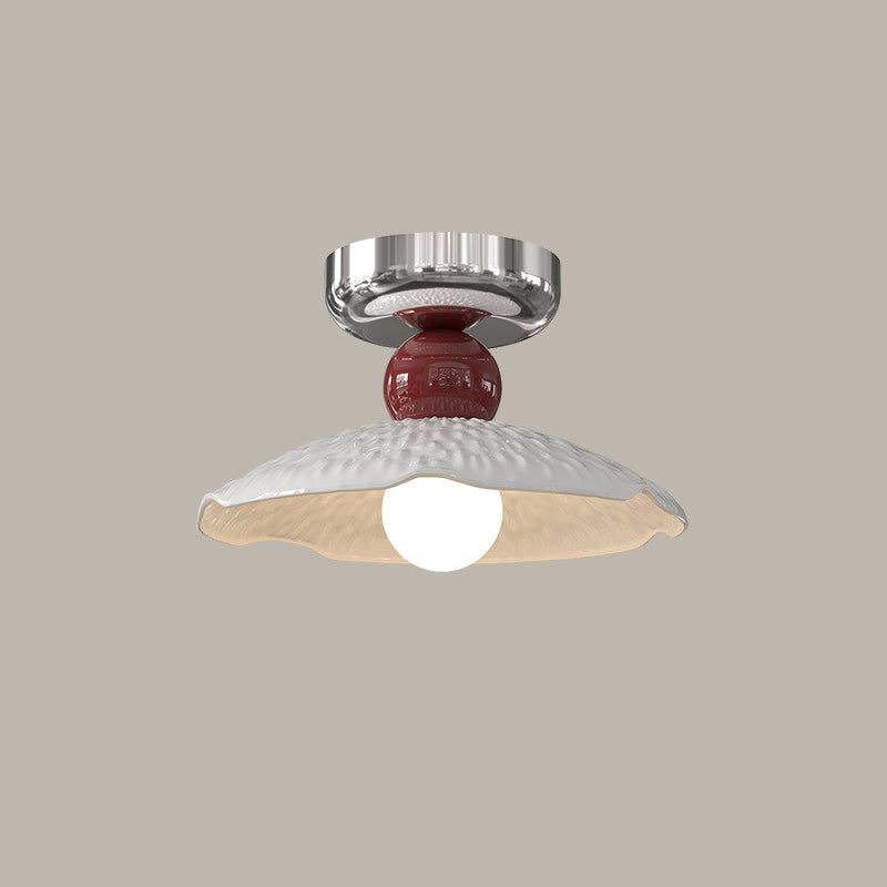 Modern Cream Iron Lace Round 1-Light Ceiling Light — D / Silver / 110V-120V For US/CA