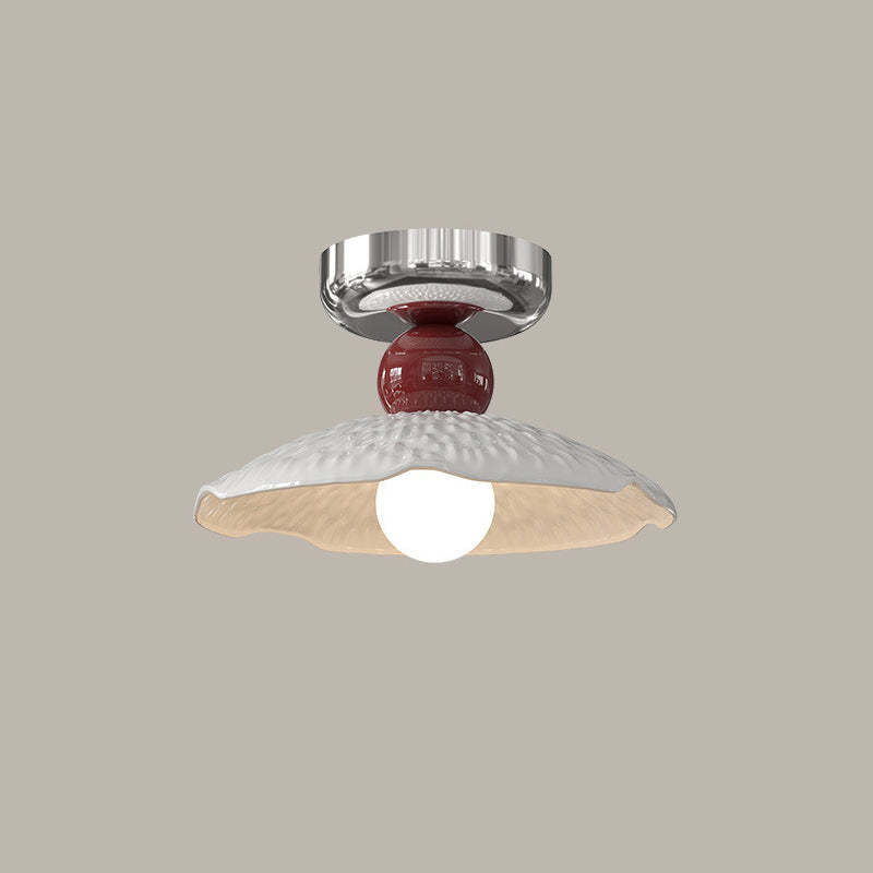Modern Cream Iron Lace Round 1-Light Ceiling Light — D / Silver / 110V-120V For US/CA