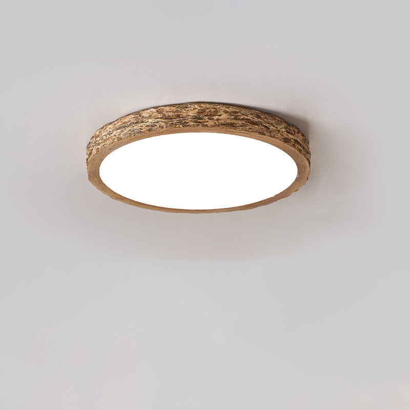 Minimalist Stone Grain Resin Iron LED Flush Mount Light