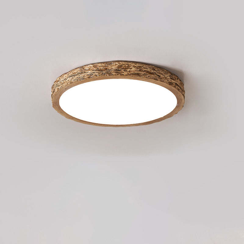 Minimalist Stone Grain Resin Iron LED Flush Mount Light