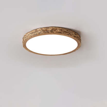 Minimalist Stone Grain Resin Iron LED Flush Mount Light