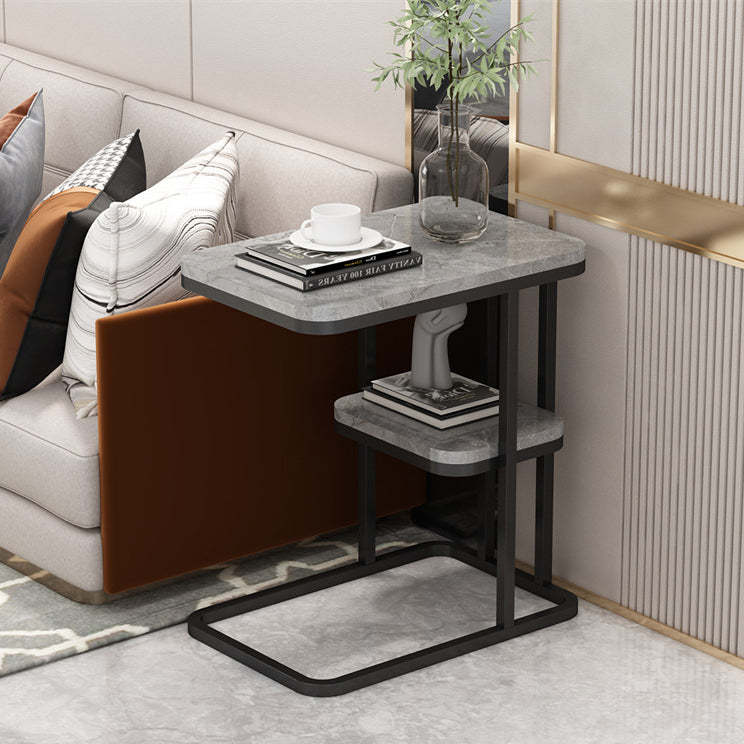 Minimalist Square Metal Panel End Table — B / Black Tabletop - Black Frame