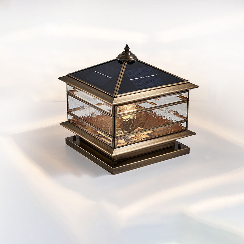 European Brass Glass Square Pillar Landscape Light