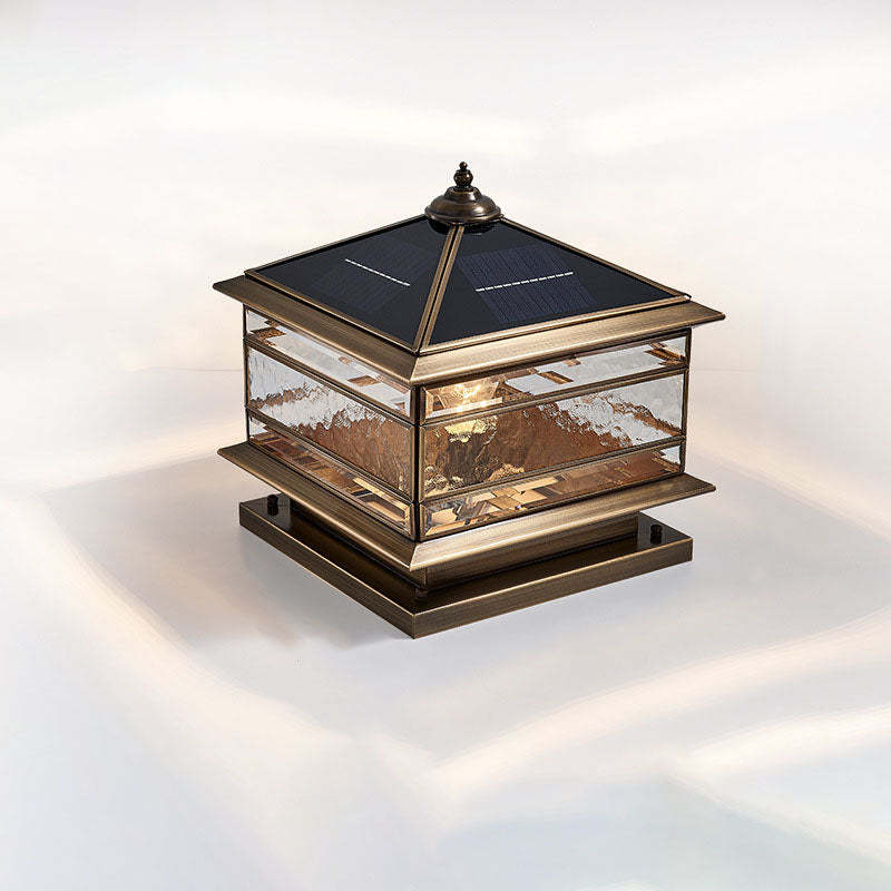 European Brass Glass Square Pillar Landscape Light