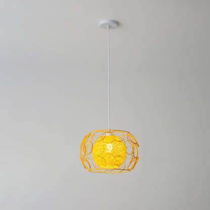 Nordic Woven Hemp Ball Iron Drum Pendant