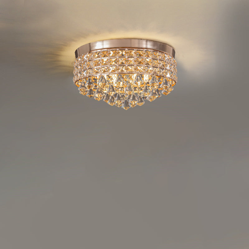 Modern Round Iron Crystal Beads 6/9-Light Flush Mount