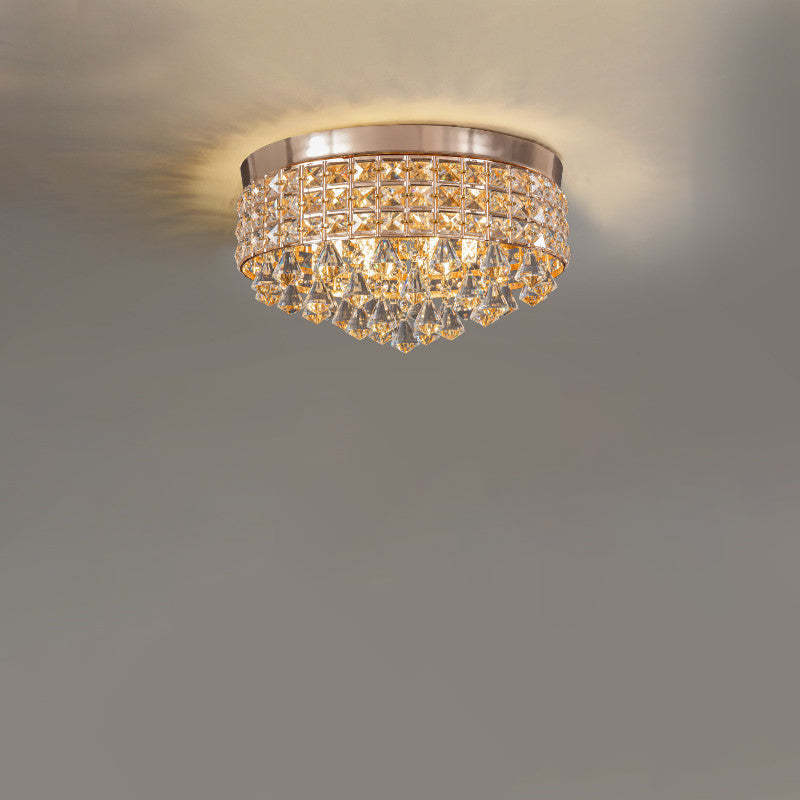 Modern Round Iron Crystal Beads 6/9-Light Flush Mount