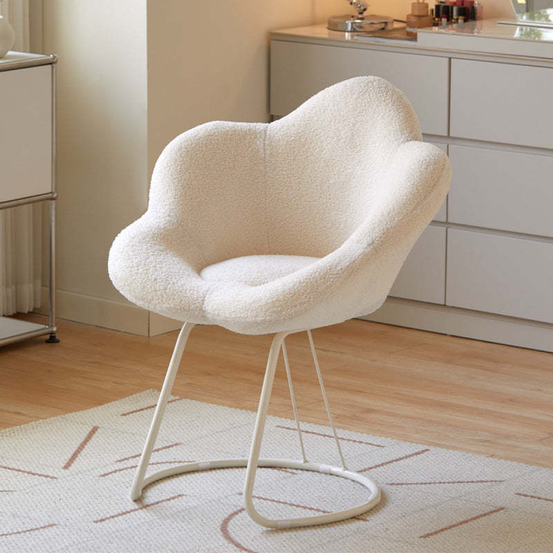 Contemporary Round Lambswool Metal Vanity Stool