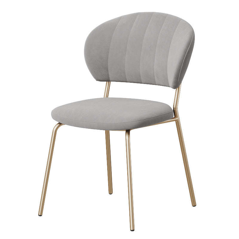 Nordic Round Upholstered Dining Chair — Flannel Brown Seat + Black Legs