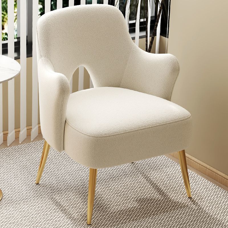 Minimalist Curved Wood Metal Accent Chair