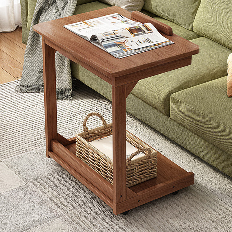 Vintage Wood Flip-Top 2-Tier Side Table — Flip-top / Log Color