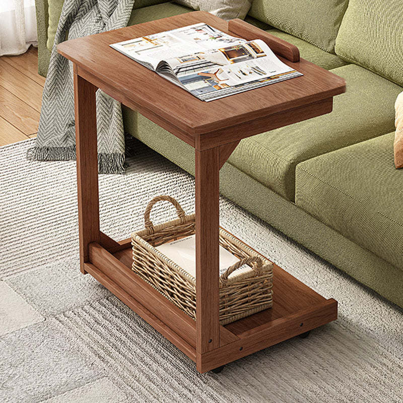 Vintage Wood Flip-Top 2-Tier Side Table — Flip-top / Log Color
