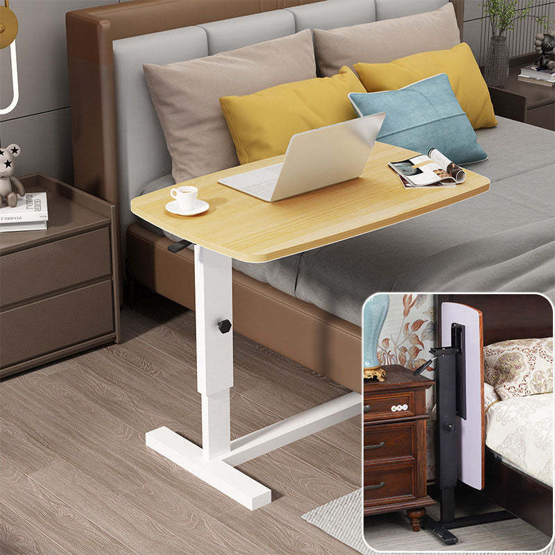 Minimalist Rectangular Wood Metal Foldable End Table — White
