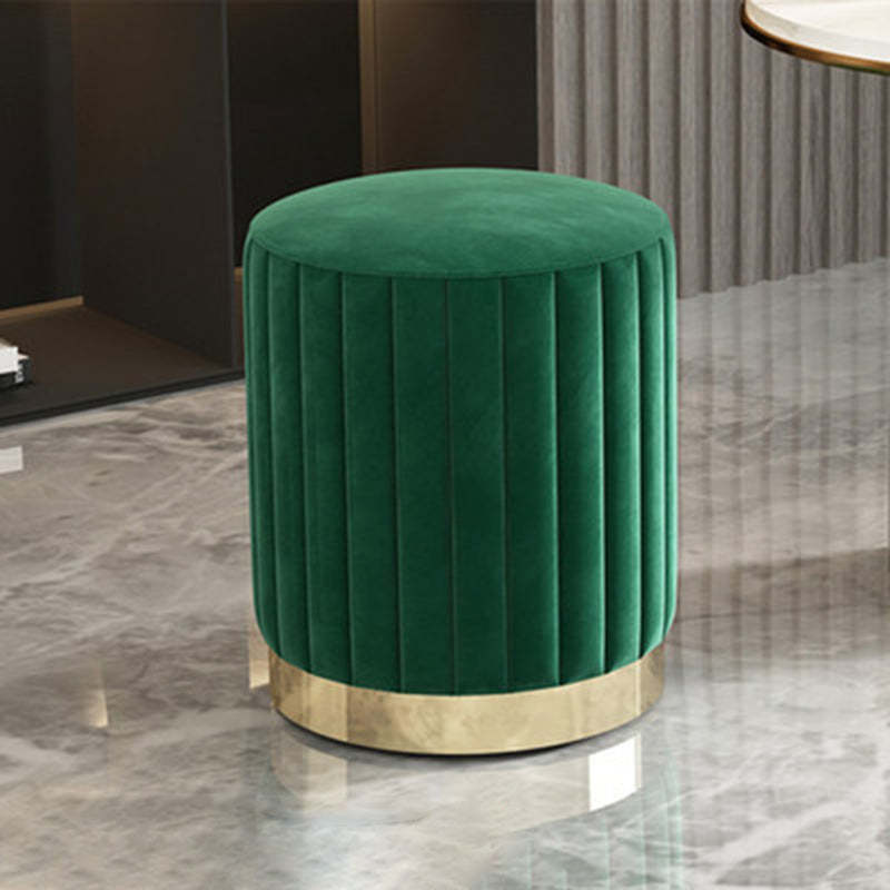 Minimalist Round Velvet Metal Vanity Stool