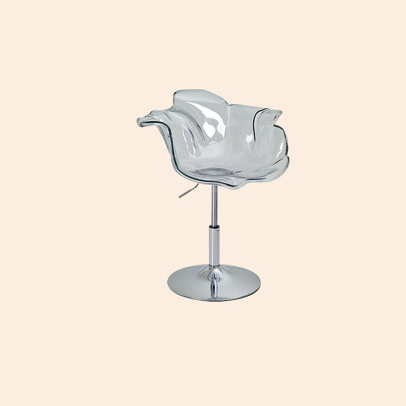 Contemporary Petal Acrylic Liftable Dining Chair — Blue Seat + Black Base