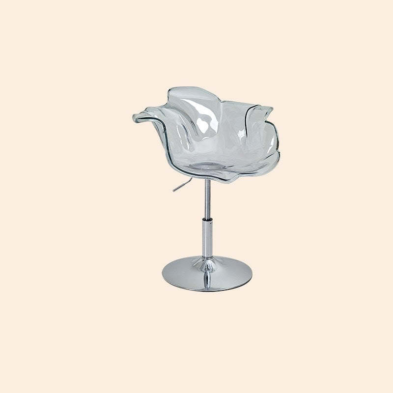 Contemporary Petal Acrylic Liftable Dining Chair — Blue Seat + Black Base