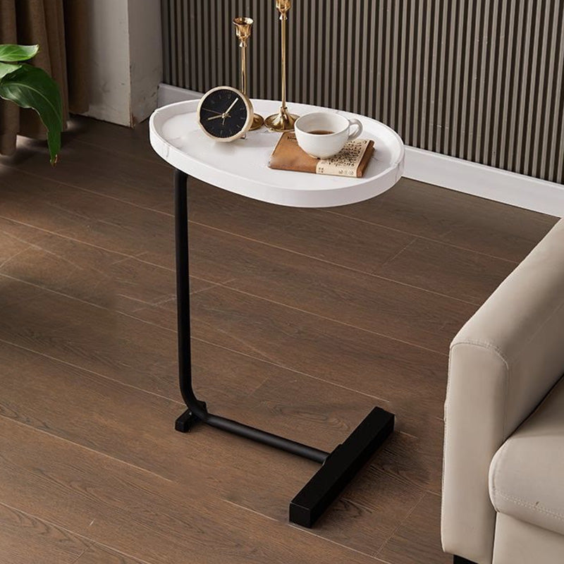 Minimalist Oval Engineered Wood Iron End Table