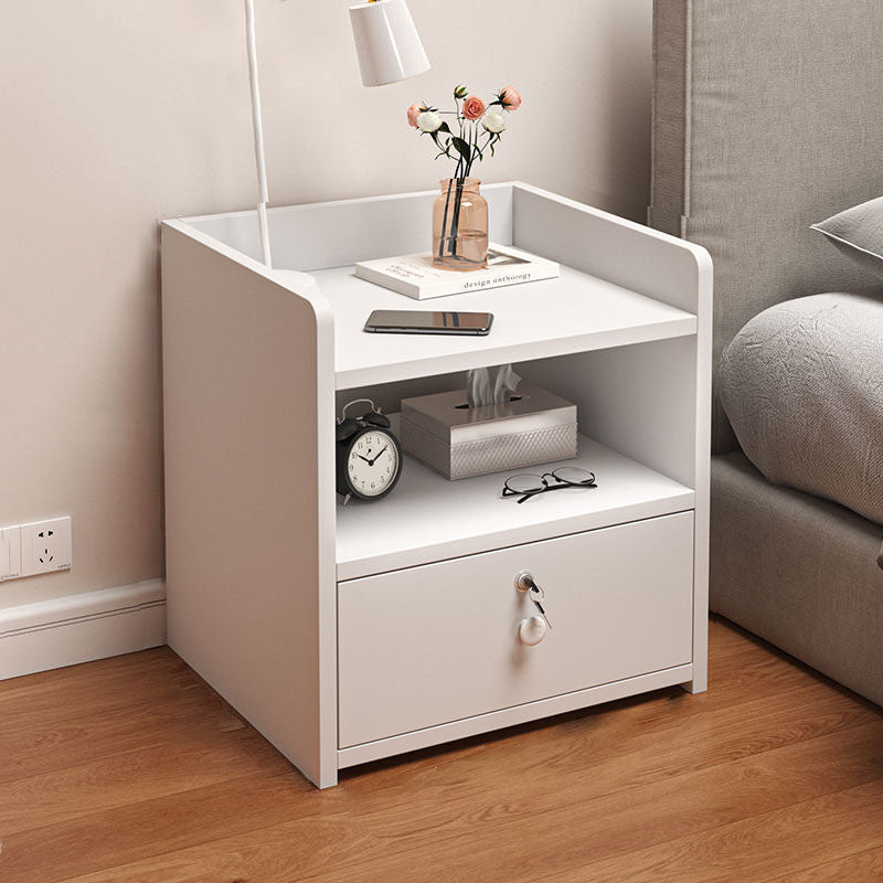 Minimalist Rectangular 1/2/3-Drawer Nightstand — C - 2 Drawer & Lock-free - Morandi Gray