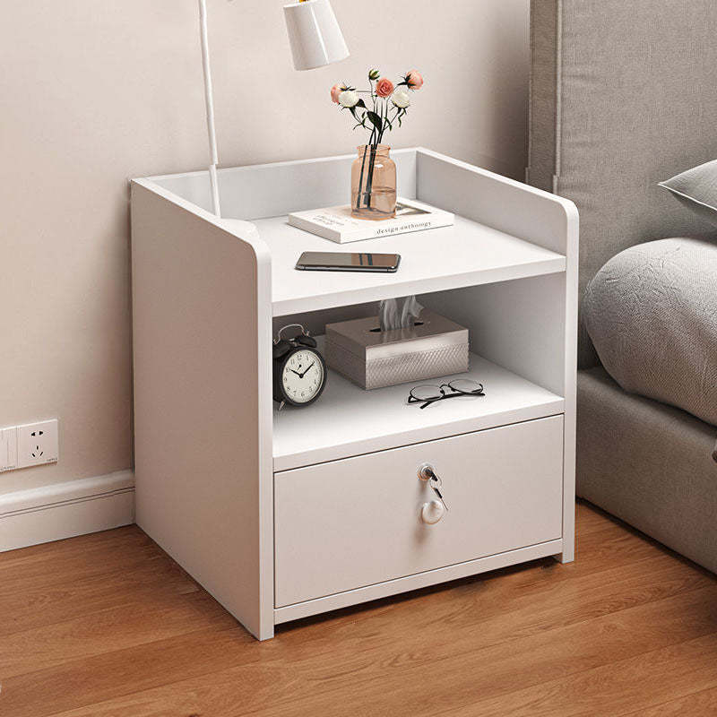 Minimalist Rectangular 1/2/3-Drawer Nightstand — C - 2 Drawer & Lock-free - Morandi Gray