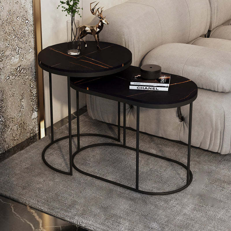 Luxury Oval Sintered Stone Nesting End Table