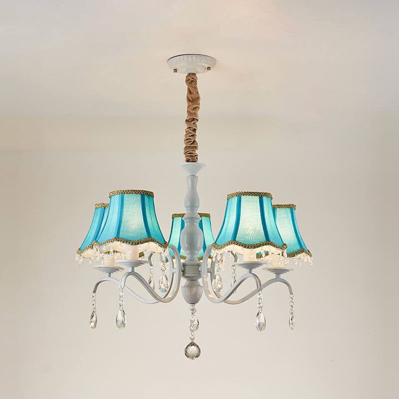 Modern Cone Iron Crystal Fabric Chandelier